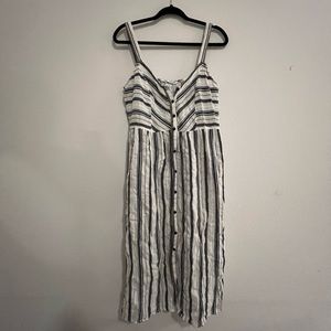 Zara Striped Button Up Midi Dress